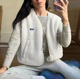 Women's Sleeveless Woolen Vest Blouse Fashion Lady Single Buckle Vest Down Women's Cotton Vest