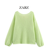ZARZ Homemade New Women's Classic Oceanic Back Buttered Knitted Shirt HZ0107