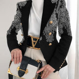 2025 New Women's Coat Season Printing Xiaoxi Decoration Fashion Short Double Buckle Top Woman HZ0107