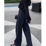 Black Broad-Legged Casual Suit Pants Women Summer Thin High-Waisted Small Man With Loose Thin Straight Trousers