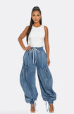 Women's Loose Jeans Women's Street Casual Draw With Tight Waist Harlan Pants HZ0107