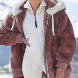 Wish2025 Hot New Autumn And Winter Loose Plush Multi-Color Hooded Coat Woman