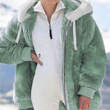 Wish2025 Hot New Autumn And Winter Loose Plush Multi-Color Hooded Coat Woman