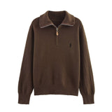 ZARZ Homemade New Women's Seam Smouse Casual Embroidery Zipper Jack T-Shirt HZ0107