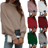 New Solid-Color Knitted Shirt Women's High-Collar Women's New High-Collar Sweater In Autumn And Winter 2025