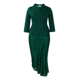 D559 Women's Spring Elegant OL Fashion Long Sleeve Blouse Lace-Up Dress Two-Set African Set HZ0107