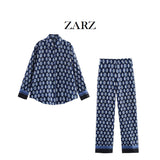 ZARZ Homemade New Women's Dresses Geometric Pattern Printed Shirts Geometric Pattern Printed Pants HZ0107