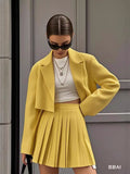 New Short Suit Short Suit Suit Set Spring And Summer Double Buckle Short Suit + 100 Folded Short Skirts Two HZ0107