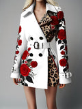 2025 New Fashion Temperament Print Collar Coat Women's Clothing HZ0107
