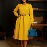 D459 New Women's Fashion Elegant Pressure Skirt Elegant Solid Color Large Dress HZ0107