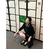 Small Fragrant Wind Collared Sweater Cardigan Women Loose Lazy Wind Wearing A Short Skirt Two Sets Of Autumn