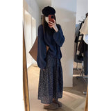 Autumn With A Set Of 2025 Purple Gentle Temperament Sweater Knitted Jersey Half Dress Two-Piece Skirt