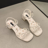 French Water Drill Thick Heel Sandals Women 2025 Summer New Heel With Skirts Plus-Size High-Heeled Fashion Sandals HZ0107