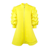 Autumn Temperament Commuting Small Straight-Necked Cardigan Dress Designer Folded Short-Sleeved Top Dress Dress HZ0107