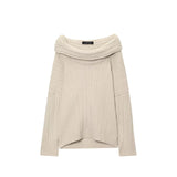 ZARZ Homemade New Women's Sleeve Slot Sleeve Shoulder Knitted Sweater HZ0107