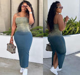 Women's New Sexy Hottie Gradually Erased Chest Open Fork Ass Elastic Denim Skirt HZ0107