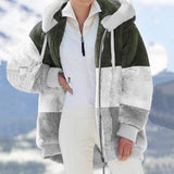 Exploding 2025 Autumn And Winter Warm Plush Bulbla Chain Pocket Hooded Loose Coat Woman