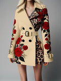 2025 New Fashion Temperament Print Collar Coat Women's Clothing HZ0107