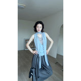 Slicing Fake Two T-Shirt Girls Summer Tsets Hot Girls Pure Blouse Trousers Fashion Set