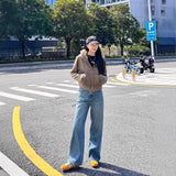 Blue Plus Plus Thickened Narrow Version Of Straight Jeans Women 2025 Autumn And Winter High Waist Thin Loose Long Pants