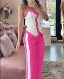 2025 Fashion Double Buckle Sueding Set Women's Suit HZ0107