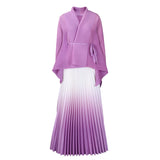 D536 African Women's Autumn Large-Size Fashion Elegant Bat Sleeve Top Gradually Changed Half-Dressed Skirt Two-Piece HZ0107