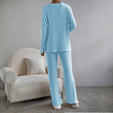 Two Sets Of Women 2025 Autumn New Fashion Casual Straight Pants Temperament Loose V Collar Pit Knitting Sleeve