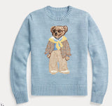 New Women's Cartoon Bear Round Collar High-Necked Knitted Sweater In Autumn And Winter 2025