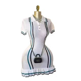 Small Scented Knitted Dress Woman's New French Retro Collared Waist Thin Lotus Leaf-Side Sweater HZ0107