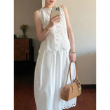 Fashion Set Summer 2025 New Empty Sleeveless Vest Blouse High-Rise Loose-Fitting Skirt Suit