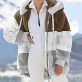 Exploding 2025 Autumn And Winter Warm Plush Bulbla Chain Pocket Hooded Loose Coat Woman