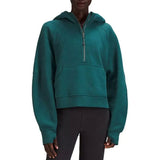 2025 Autumn And Winter New Fashion Leisure Sports Half Zipper Hooded Short Plus Velvet Wear HZ0107