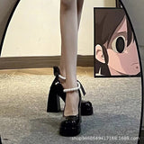 Mary Jane Single Shoes Women 2025 Spring And Autumn New Fairy Style Design Fashion Pearl Coarse Heel With Skirt High Heels HZ0107