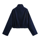 ZARZ Homemade New Women's Clothing Stinged Striped With Denim Coat Sided Jeans HZ0107