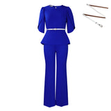 D558 Women's 2025 New Fashion Temperament Elegant Solid-Colored Top Leg Pants Two-Set Set HZ0107