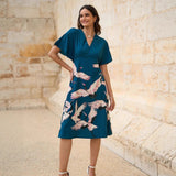 New Women's Sexy Knitted Leopard Print Long-Sleeved Dress Sweater Long Dress