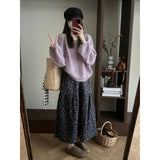 Gentle Wind Purple Knitted Sweater Autumn And Winter 2025 New Design Sense Of Small Korean Temperament Skirt