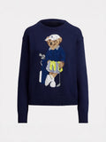 2025 New Women's Round-Necked Bear Cartoon Casual Age-Reed Knitted Sweater