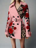 2025 New Fashion Temperament Print Collar Coat Women's Clothing HZ0107