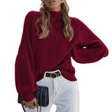 Autumn/Winter 2025 New Loose Half-High Collar Knitwear Women's Solid Color Turtleneck Sweater