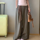 Simple Slim Slimming Waist Sweet Spicy Blouse High-Waisted Penet Broad Leg Trousers Set