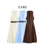ZARZ Homemade New Women's Classic´ø V-Neckless Muffin Dress 5029101 HZ0107
