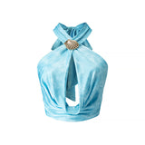 ZARZ Homemade New Women's Fashion Fashion Fashion Fashionable Fashion Hanging Neck Blouse HZ0107