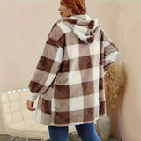 New Fashion Plush Long-Sleeved Rib Hooded Loose Coat