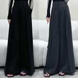 Black High-Rise High-Waisted Broad-Legged Casual Pants Women Autumn New Loose-Fitting Thin Trousers