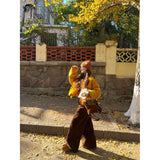 Gentle Suit Wearing Cotton Women's 2025 Early Winter New Loose Thin Cotton Coat Retro Brown Slacks