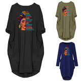 2025 Burst Casing Round-Neck Printing Bag Loose Large Size Women's Knitted Dress