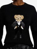 Autumn/Winter 2025 New Women's Bear Embroidered Cartoon Loose Version Of Heavy Industry Round-Neck Knitted Sweater