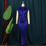 AM211217 Dress Solid Dress High-Waist Temperament Commuter Red Composition Dress Long Dresses HZ0107