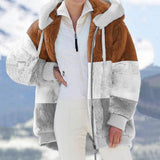 Exploding 2025 Autumn And Winter Warm Plush Bulbla Chain Pocket Hooded Loose Coat Woman